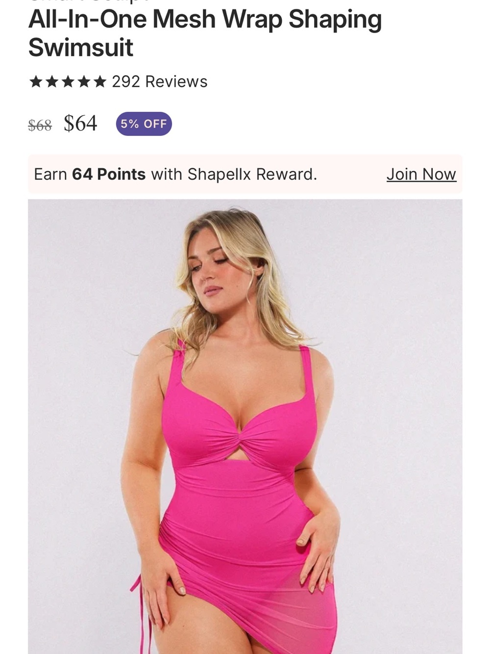 New w tags Shapellx Ruched Twist-Front One-Piece Swimsuit in Hot Pink